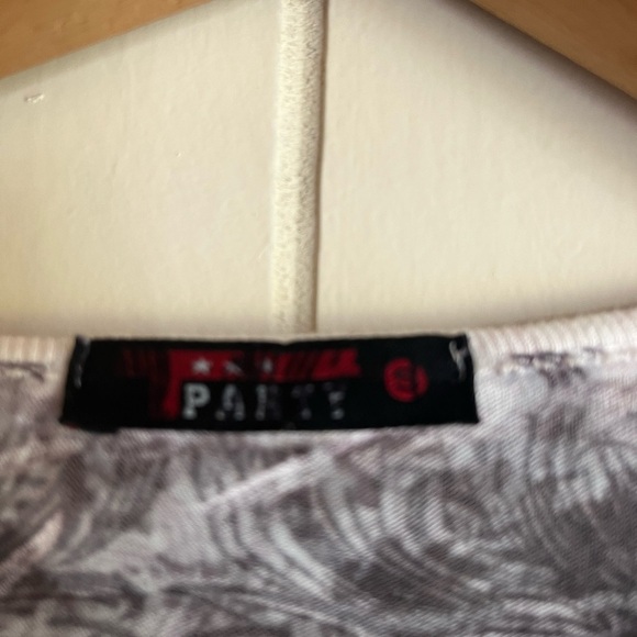 PARTY Sheer Women’s Fleur De Lis Rhinestone Burnout Long Sleeve Top Goth Concert - Picture 9 of 17